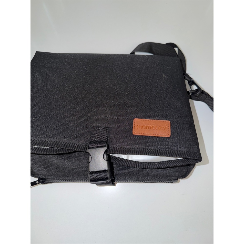 Momcozy Portable Diaper Changing Pad Bag Black Foldable Travel Wipes Case